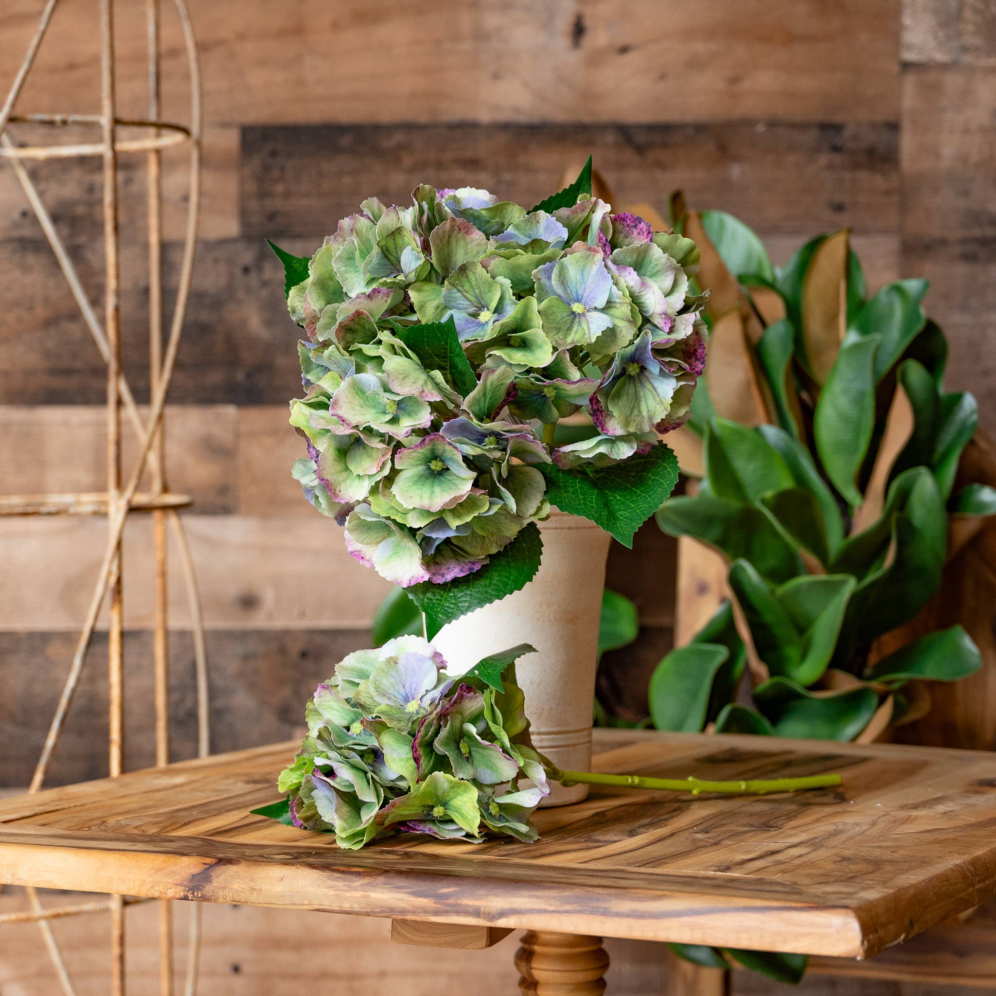 Mills Floral Company - Wholesale Artificial Flowers - Real Touch Hydrangea - 14 Inch - Antique Green3