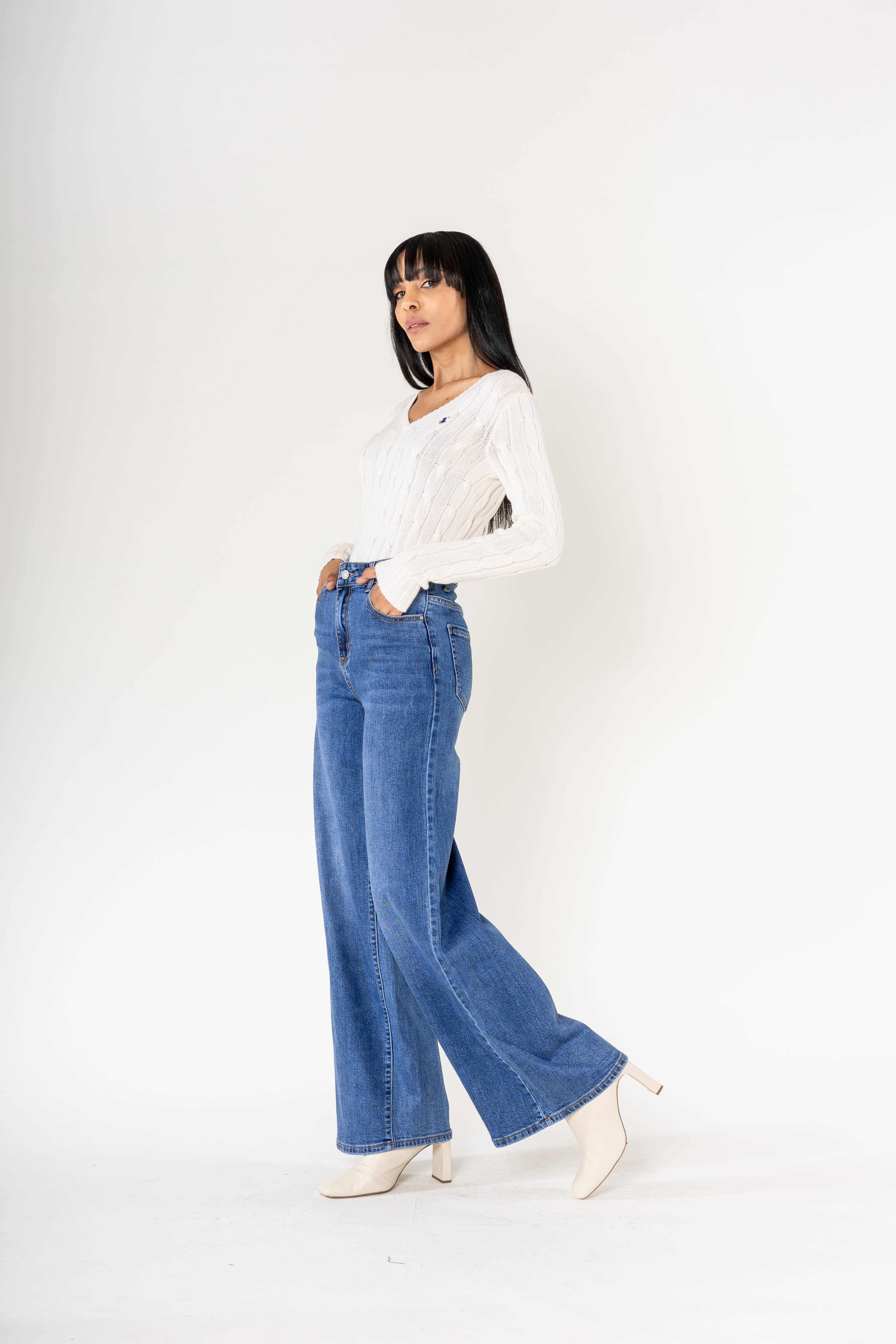 Nina Carter - Vente Jean – femme - Nina Carter super WIDE LEG taille haute stretch YY30030