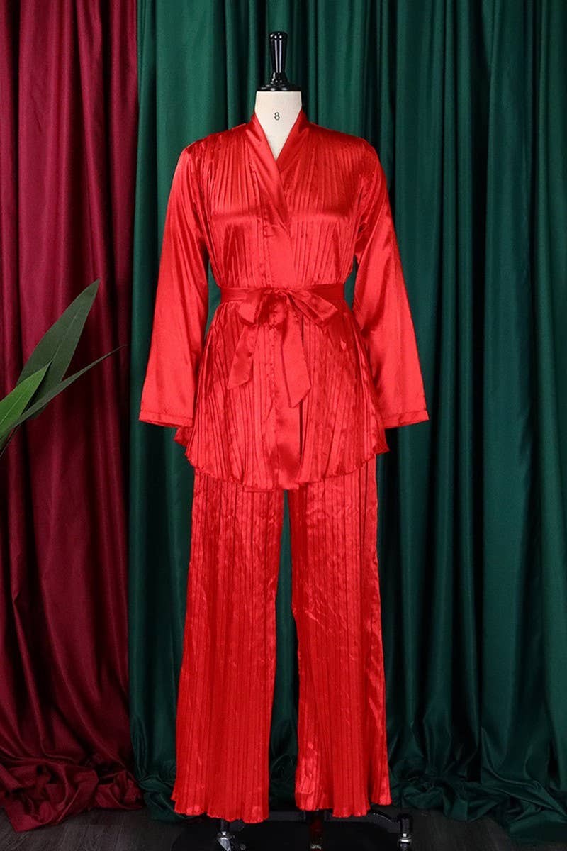 NINEXIS - Wholesale Top & Pant Set (NOT Loungewear) - Women's - CWSTB0523_PLUS SIZE  LACE UP SHIRT  TROUSERS TWO-PIECE SET12