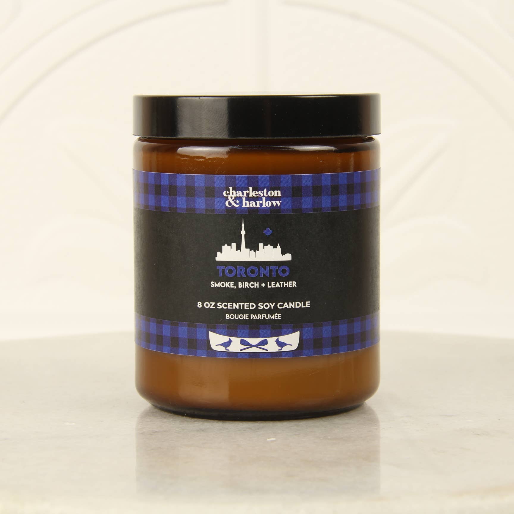 Charleston & Harlow Candle Co. - Wholesale Jar/Filled Candle - TORONTO Birch Wood, Leather + Smoke scented Soy Wax Candle0