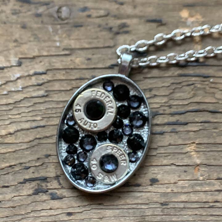 Zwart en grijs zilveren ovale bullet ketting voor wholesale door Jill's Jewels