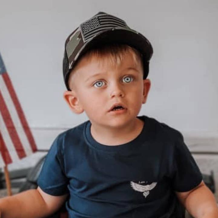 Camouflage American Flag Hats for wholesale by Knuckleheads Clothing