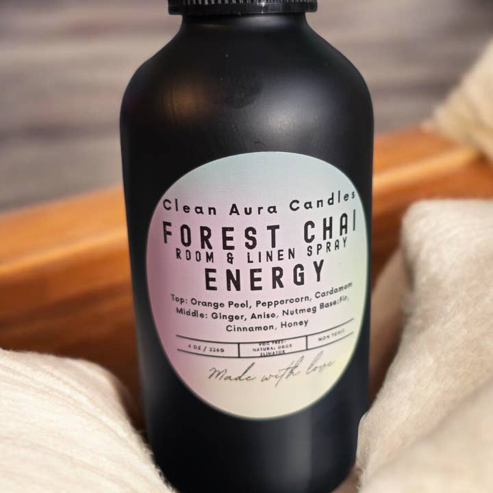 Forest Chai kamer en linnenspray luchtverfrisser voor wholesale door Clean Aura Candles