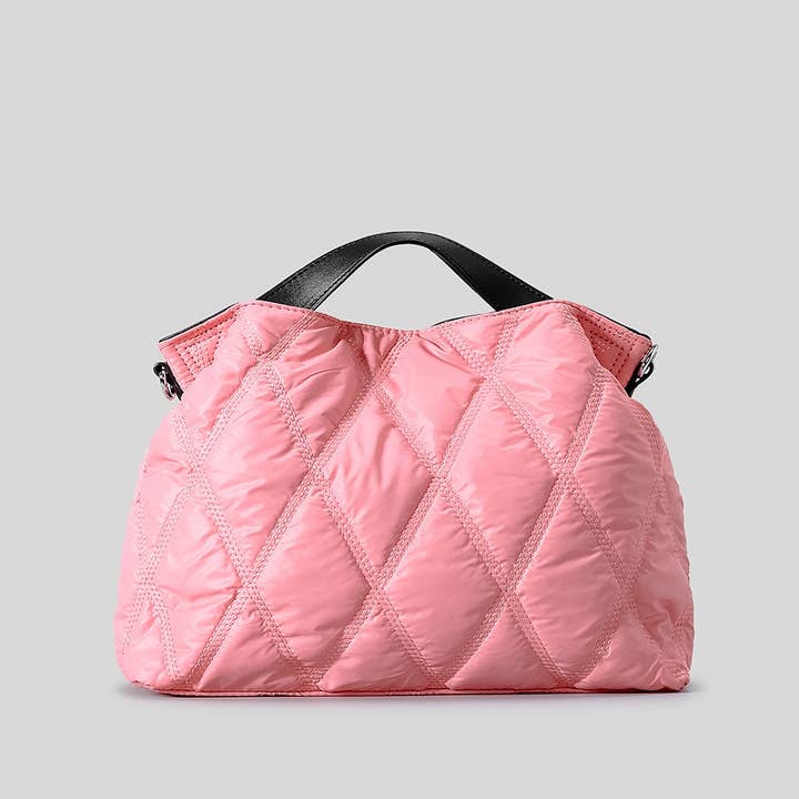 wandf - Wholesale Backpack - Women's - Diamond Quilted Down-Filled Solid Color Tote Bag for Travel10