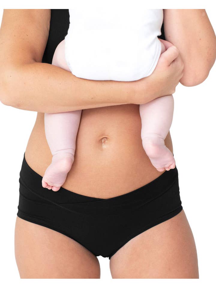 Neutrals Bamboo Maternity & Postpartum Panties - 2 Pack black & beige for wholesale on Faire2