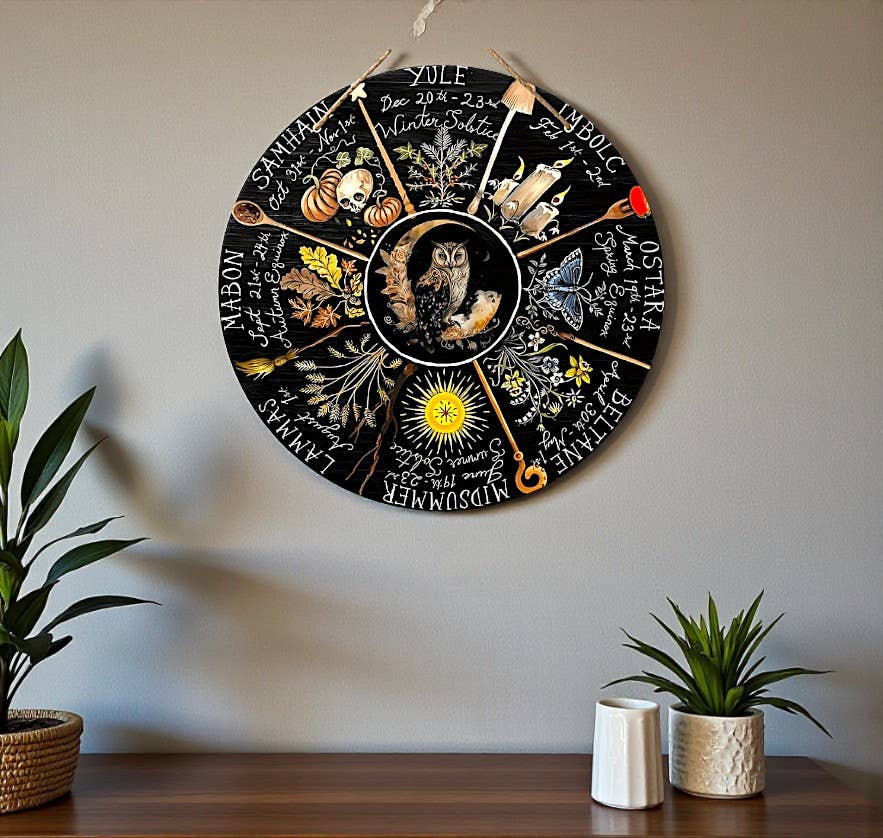 Funky Aura Boutique - Wholesale Sign - Wheel Of The Year Wooden Sign, Pagan Calendar1