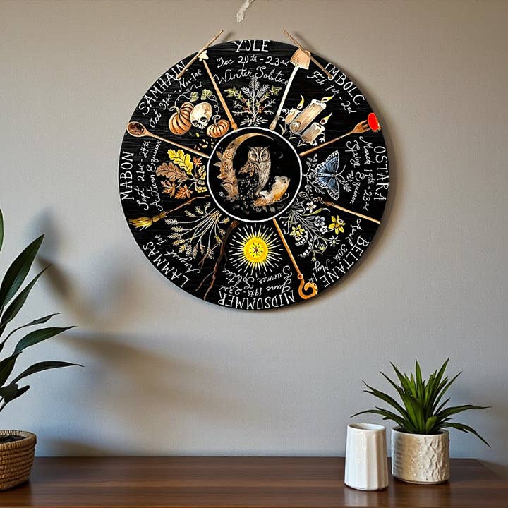 Funky Aura Boutique - Wholesale Sign - Wheel Of The Year Wooden Sign, Pagan Calendar1