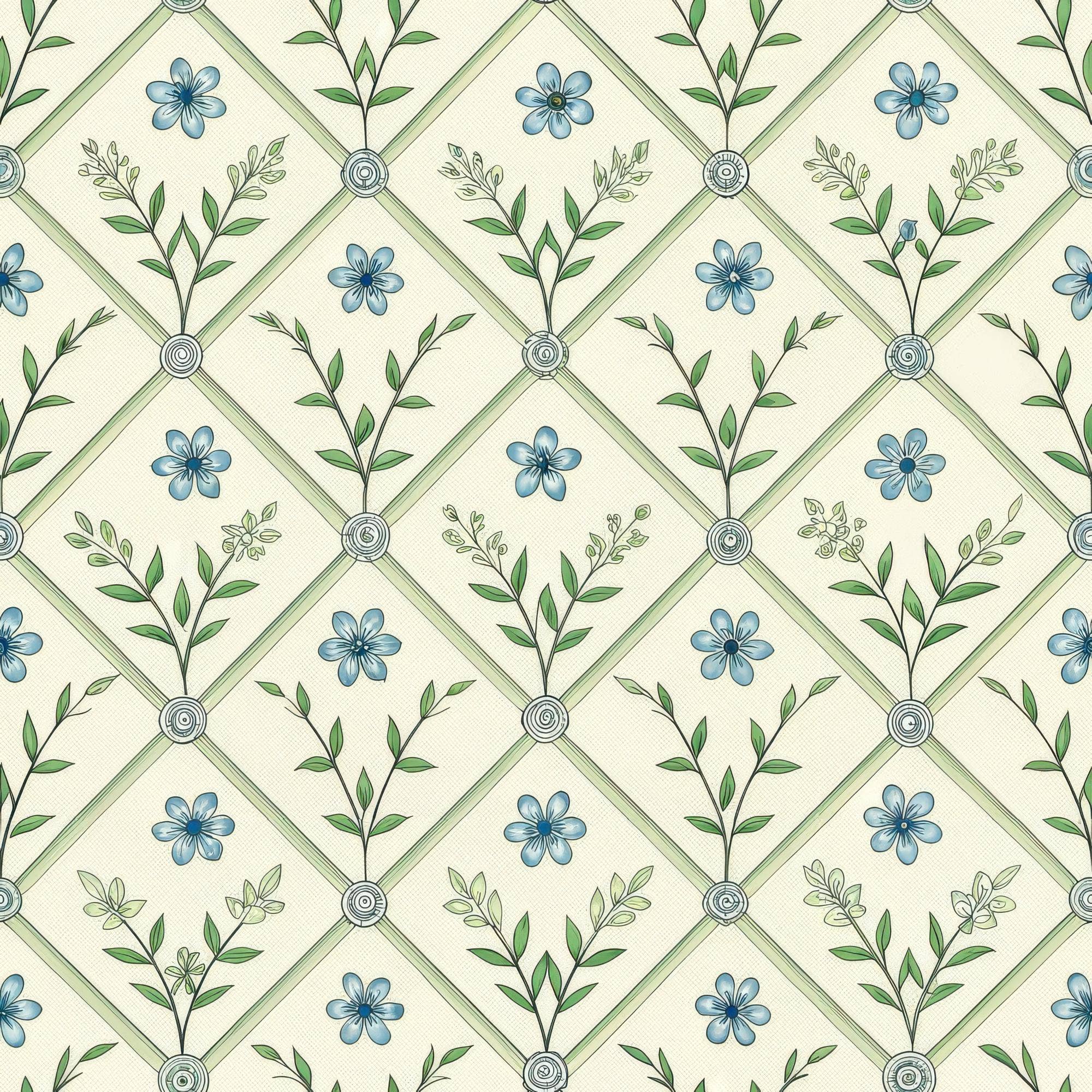 FabricSmiths - Wholesale Wallpaper - Blue and Green Vintage 5 - Wall Covering - Peel and Stick Wallmark Canvas1