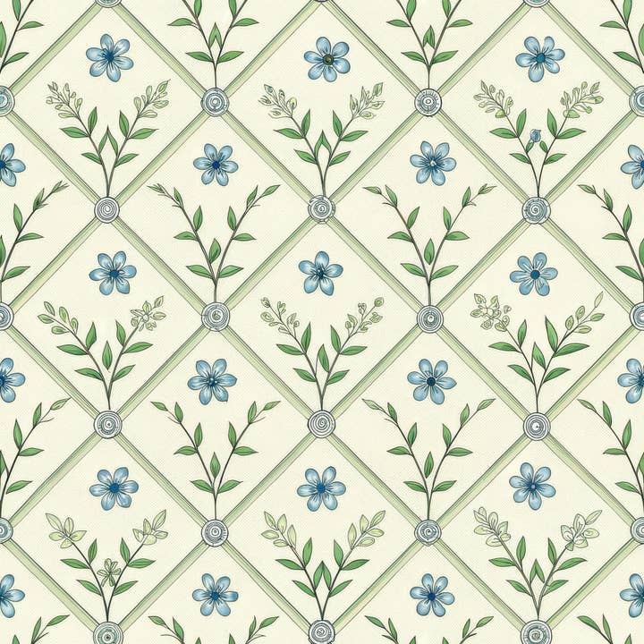 FabricSmiths - Wholesale Wallpaper - Blue and Green Vintage 5 - Wall Covering - Peel and Stick Wallmark Canvas1