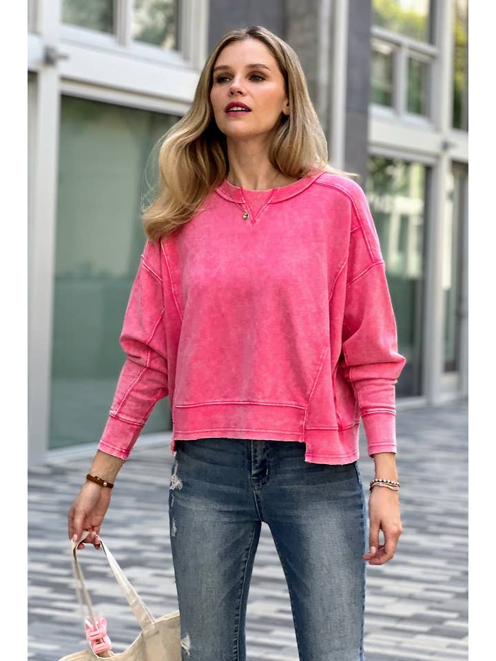 42POPS – Großhandel Sweatshirt – Damen – , French Terry Gewaschene Crop Pullover Kollektion28