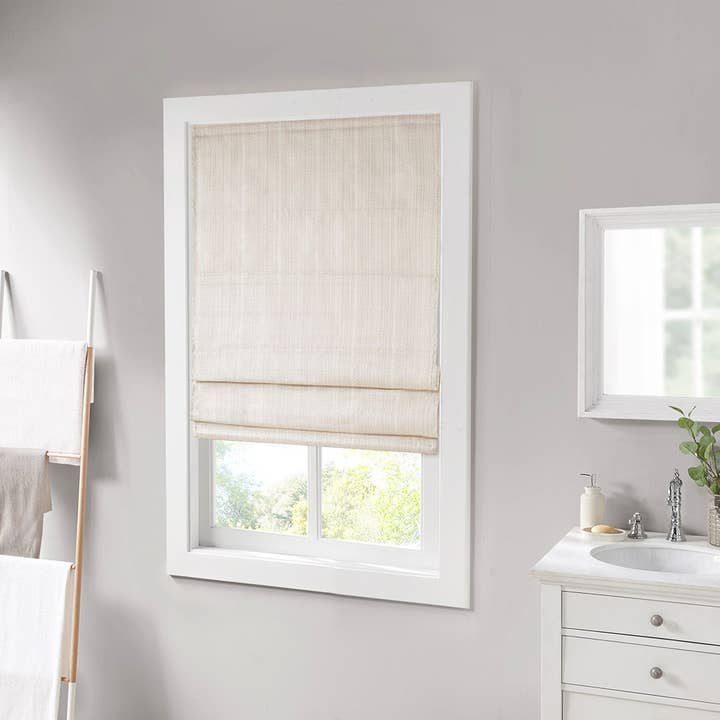 Olliix - Wholesale Curtain - Basketweave Roman Shade for Windows, Ivory