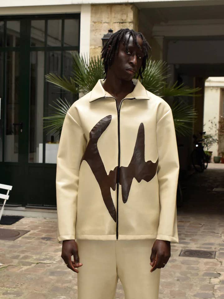 TRIMINGHAM LUXUS APPLIKATION CREME KUNSTLEDER COACH JACKE für den Großhandel von Trimingham