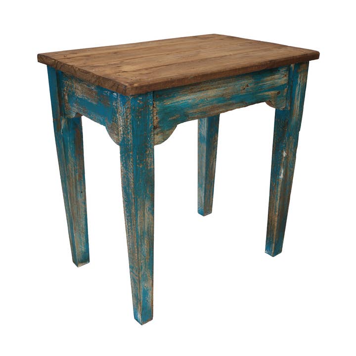 Table d'exposition Tobin style campagne - Bois - 18x12x18 - Turquoise pour la vente par My Amigos Imports