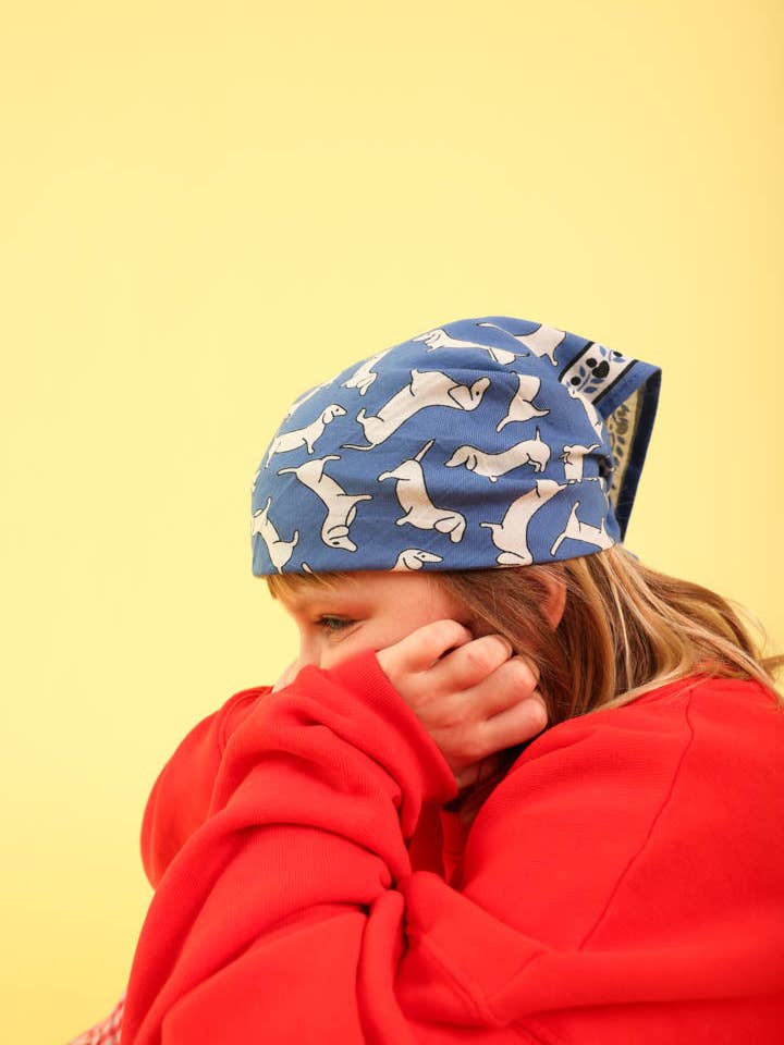 Foulard Bébé Enfant Teckel Blue pour la vente par Maison Augustin