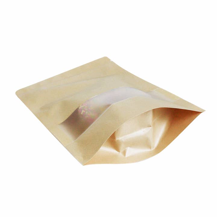 Emartbuy - Vente Sachet de conservation/film alimentaire - Sacs Kraft Refermables avec Fenêtre Transparente" - Lot de 50 (Tailles Disponibles)3