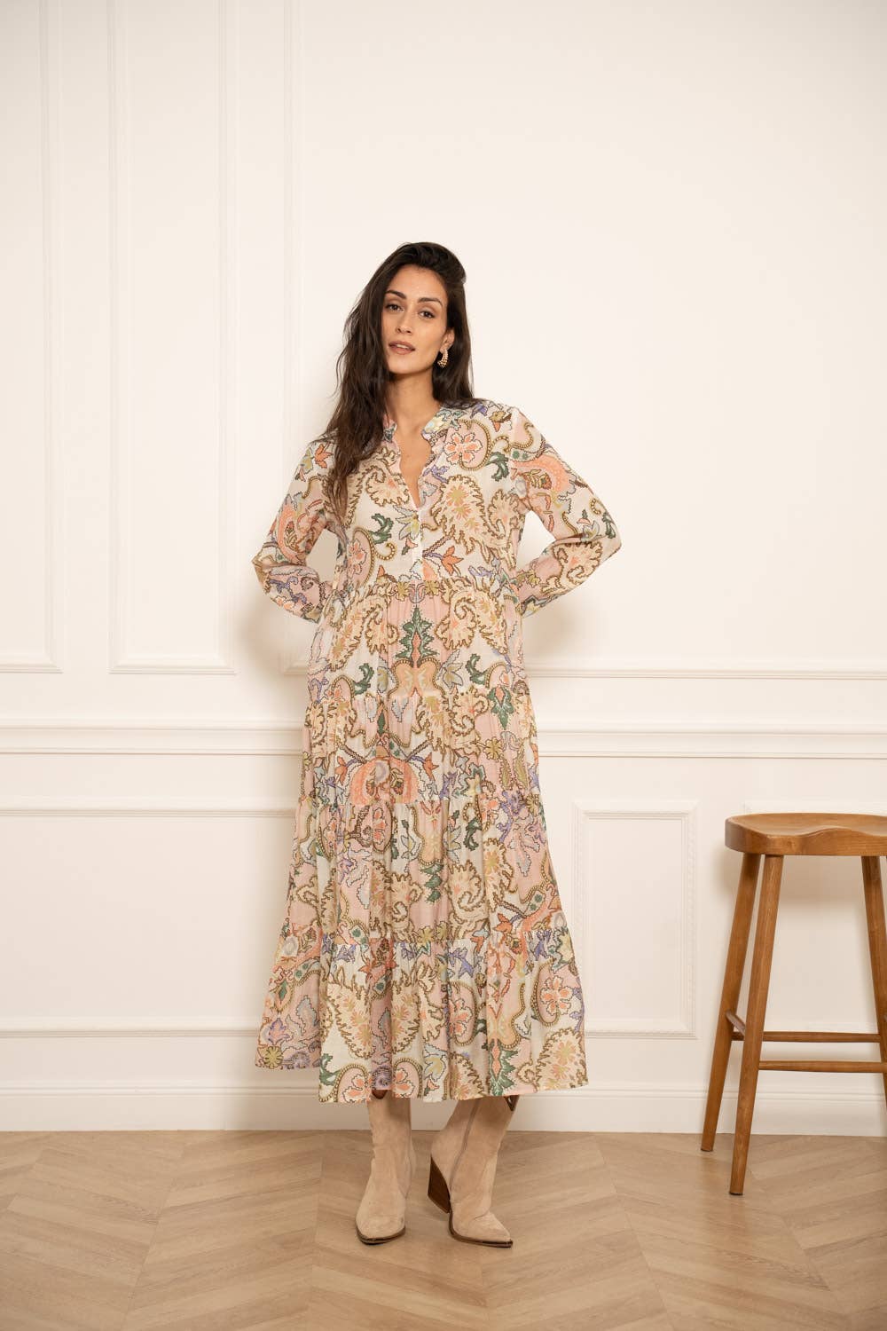 CHOKLATE PARIS - Vente Robe – femme - Robe imprimée fleurie Marbella en soie (S-M-L-XL) - CK0811211