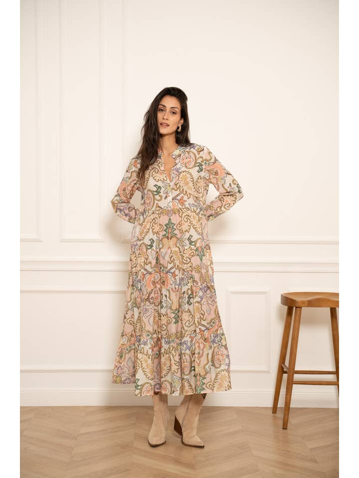 CHOKLATE PARIS - Vente Robe – femme - Robe imprimée fleurie Marbella en soie (S-M-L-XL) - CK0811211