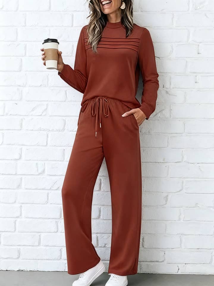Cozy Leisure Round Neck Long Sleeve Sweatshirt Set for wholesale by Rosa Clothing