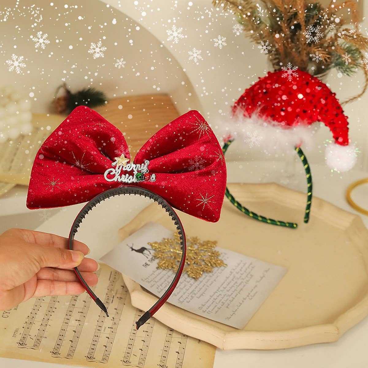 ACCITY - Wholesale Fashion Headband - Women's - Christmas Party Hat Feather Headband Decor_CWMM105858
