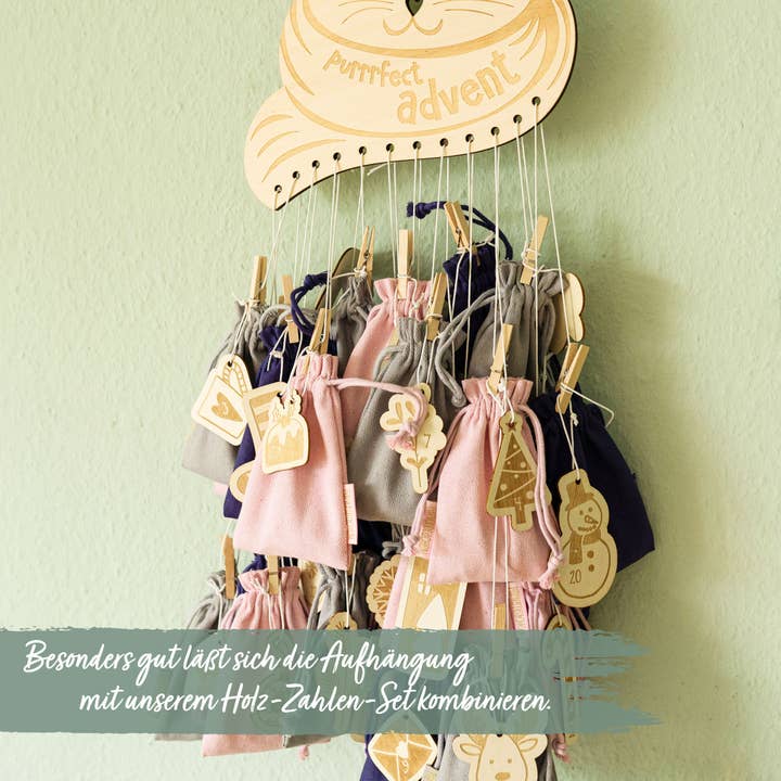 Papierdrachen - Wholesale Advent Calendar - Wooden advent calendar hanging cat2