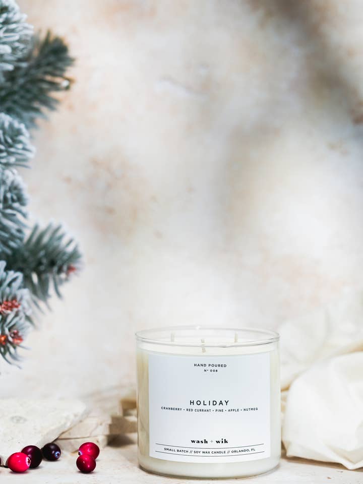 Holiday Soy Wax Candle | Cranberry | Christmas - 3 Wick for wholesale by Wash and Wik