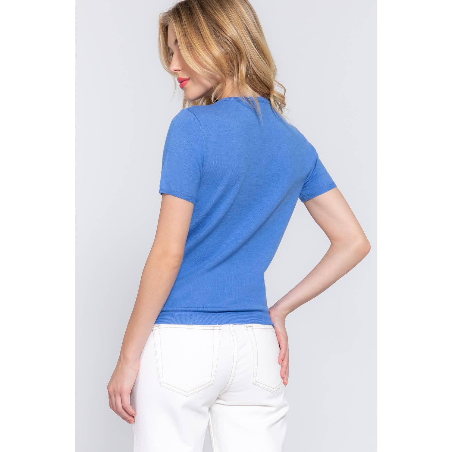 Apolline - Wholesale Knit Sweater - Women's - SHORT SLV ROUND NECK BASIC SPRING SWEATER4