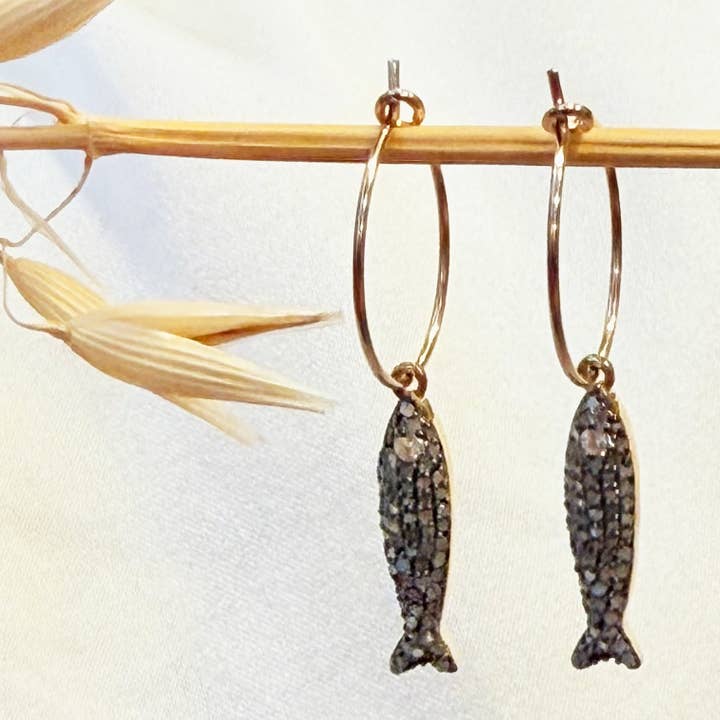 Diamond Fish Earring - Kiko for wholesale by Sophie Deschamps Bijoux