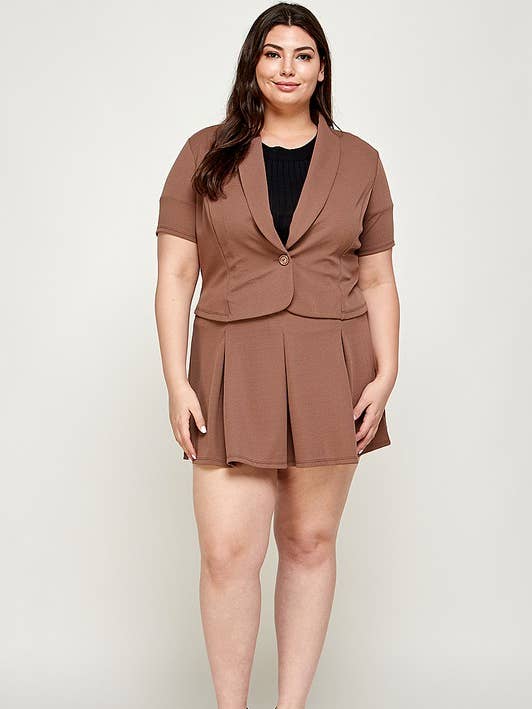 Blazer Jakke og Plisseret Nederdel Sæt for engroshandel hos MintChoco