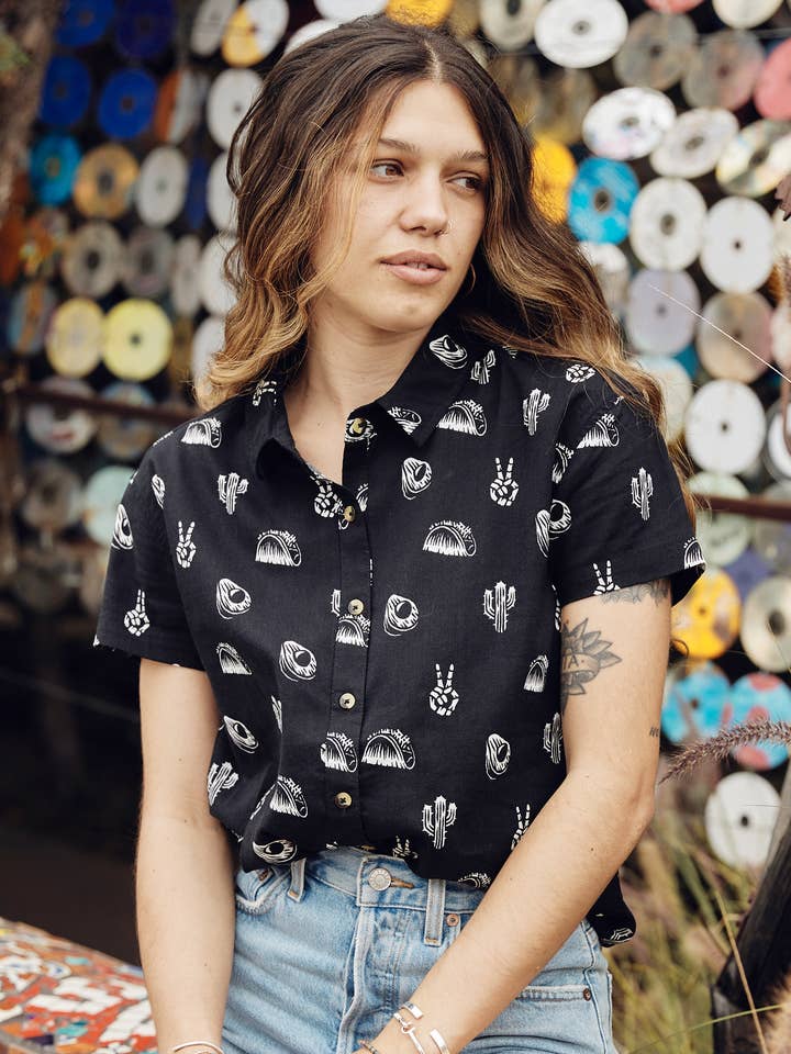 Pyknic - Wholesale Button Down Shirt - Unisex - No Problemo Cactus Tacos Casual Button Down Shirt Men Women7