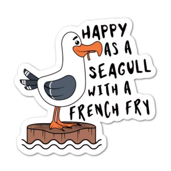 Zo blij als een zeemeeuw met een frietsticker voor wholesale door Lyrical River Designs