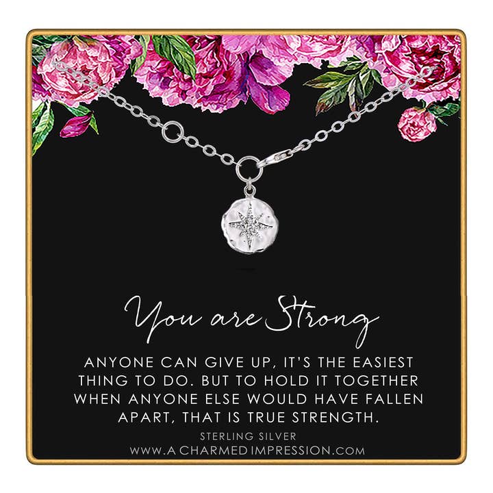 You are Strong • Braccialetto da guerriero • regalo per sopravvissuti • Braccialetto con ciondoli a forma di stella con diamanti • Forza • Incoraggiamento • Cancro • Recupero • Depressione • Abuso • Regalo ispiratore per donne per la vendita all'ingrosso da parte di A Charmed Impression