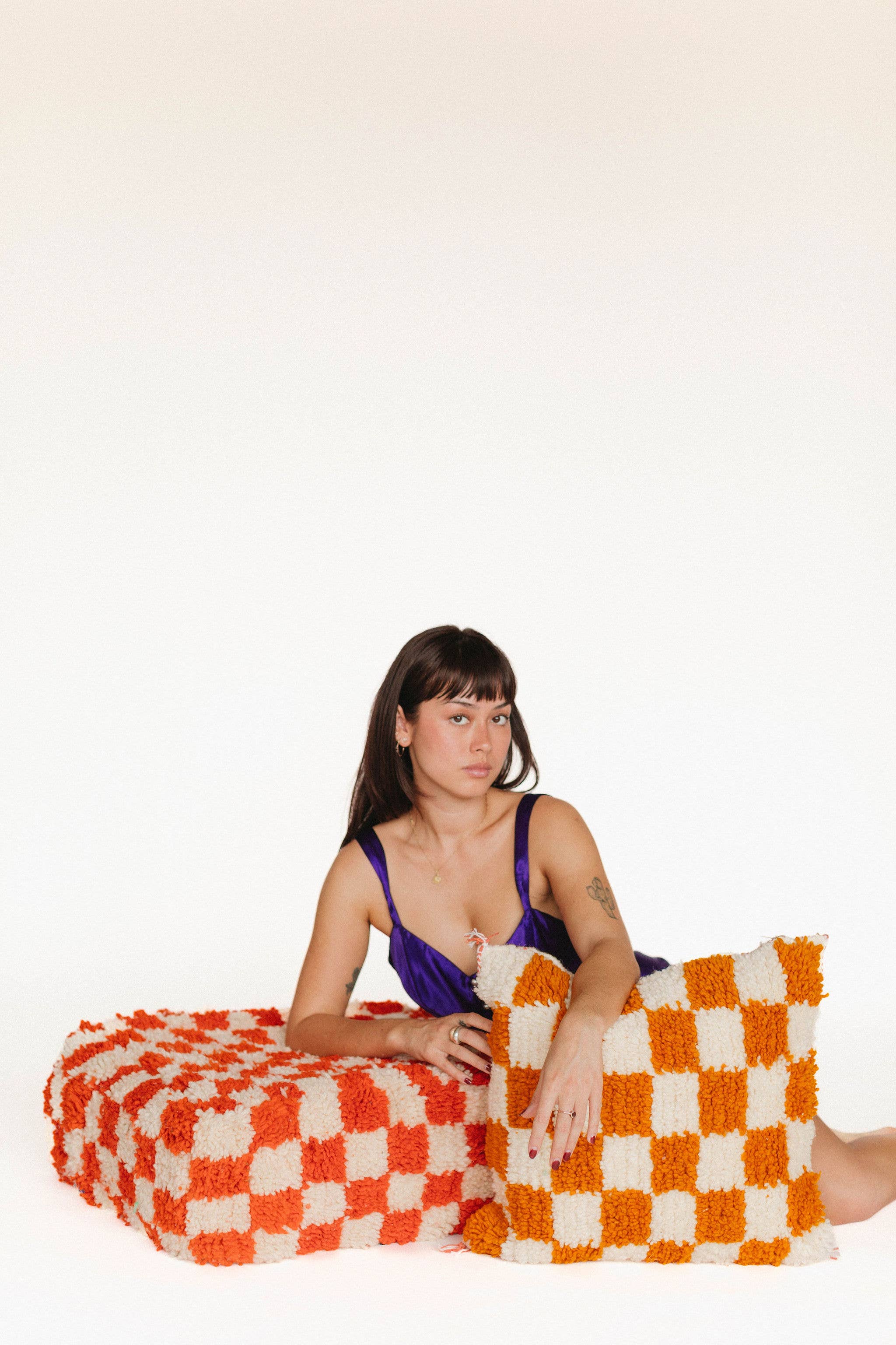 Voyage - Venta al por mayor Puf - Puf otomano marroquí cuadriculado hecho a mano25