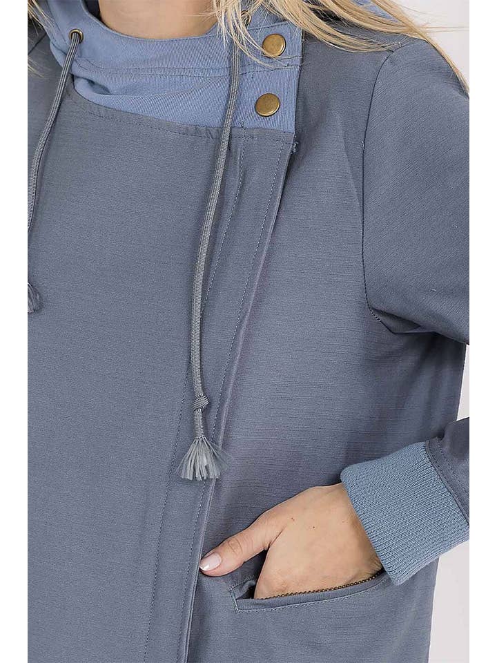 ROUSSEAU - Wholesale Jacket – Women's - CONTRAST DETAIL ZIP UP DRAPED HOODIE JACKET9