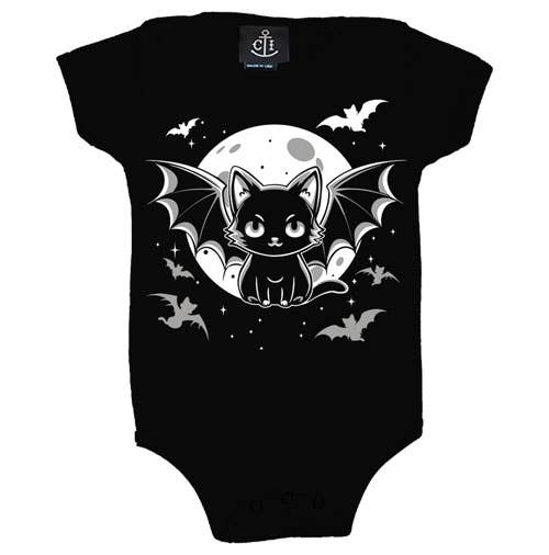 Black White Moon Kitten Infant Screen printed Onesie for wholesale on Faire