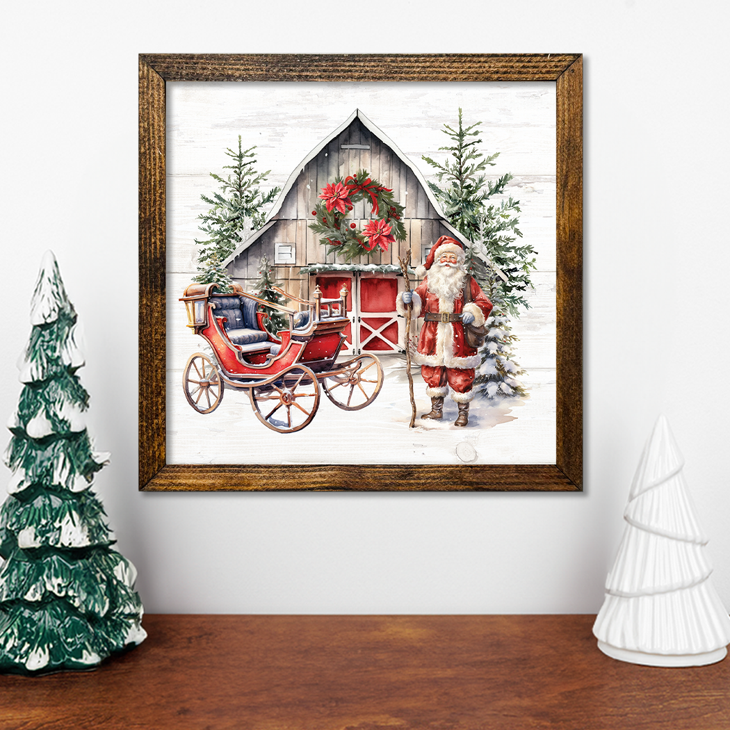 Jarmz Designs - Vendita all'ingrosso Decorazioni natalizie da parete - CORNICE TIMBERLAND SANTA BARN1