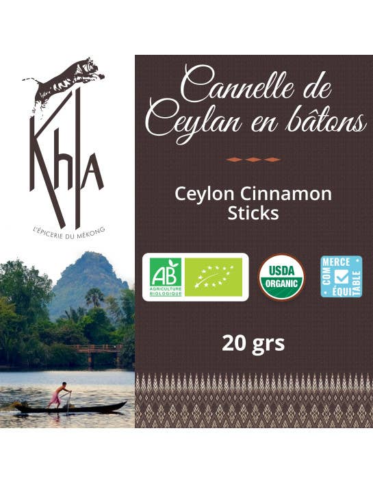 Khla - L'épicerie du Mékong - Wholesale Dried Spice - Ceylon cinnamon stick - Organic - 20g - Jar1