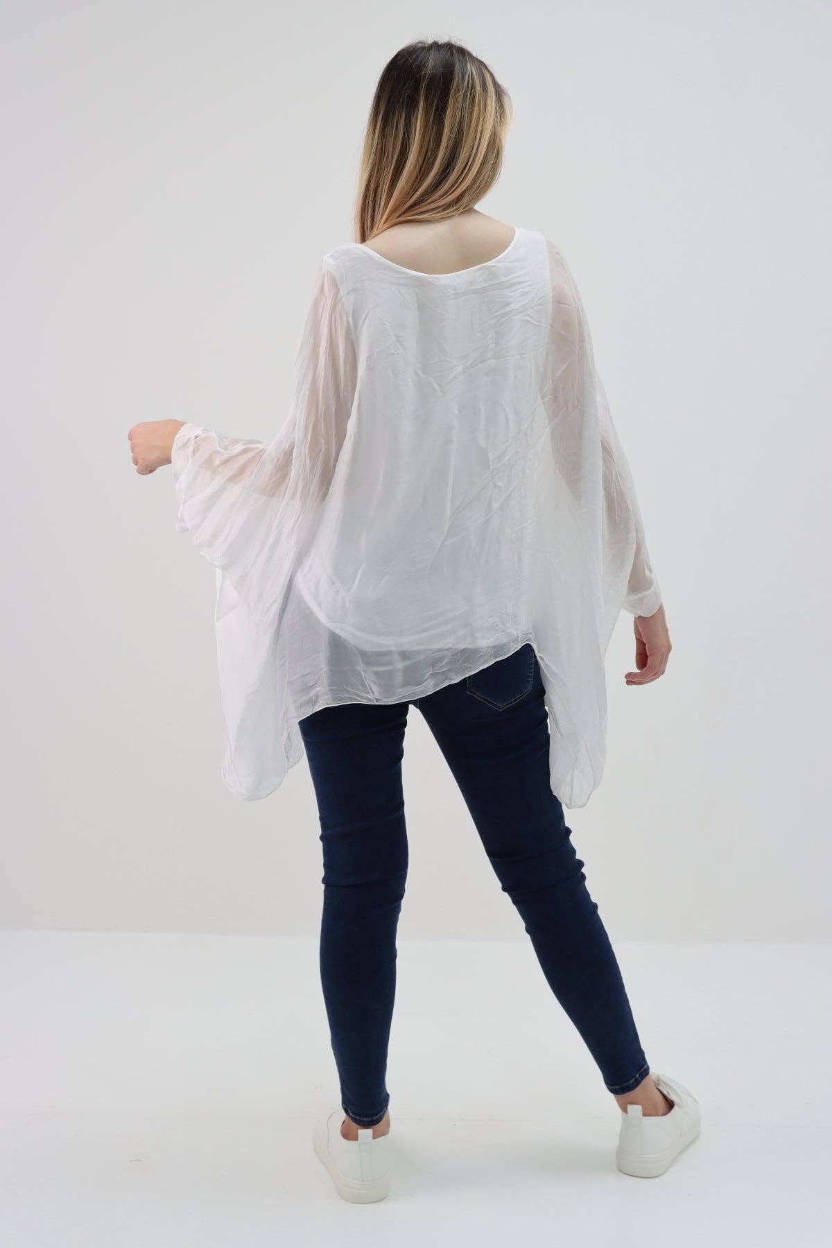 Miss Bold - Wholesale Tunic - Women's - Italian Plain Batwing Silk Tunic Top50