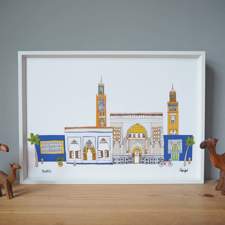 Stampa A4 Skyline di Marrakech per la vendita all'ingrosso da parte di Helena Carrington