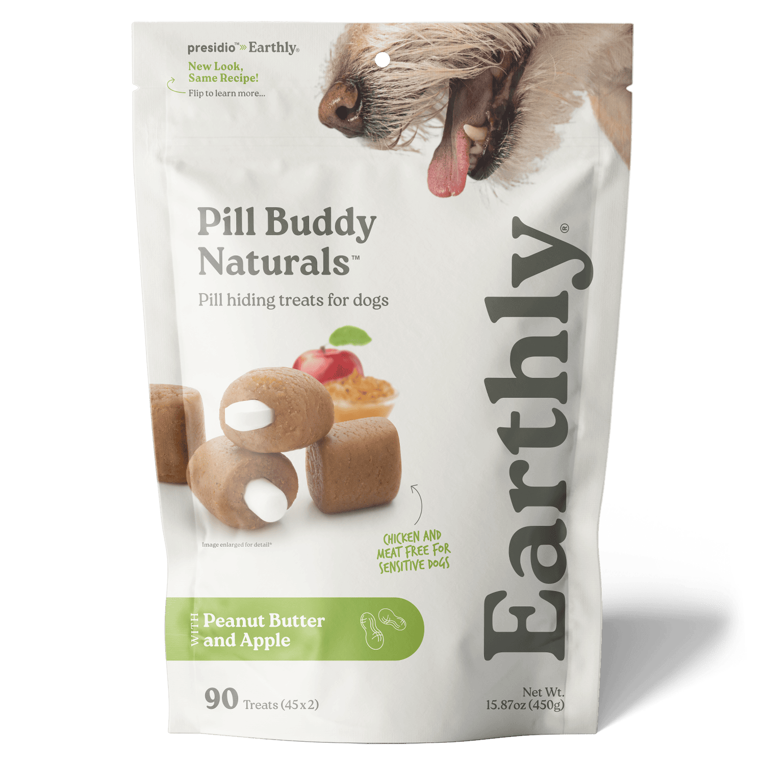 Earthly Pet Company – wholesale Pet treats – Dog – Pill Buddy Naturals Peanut Butter & Apple 90ct 6/CS0