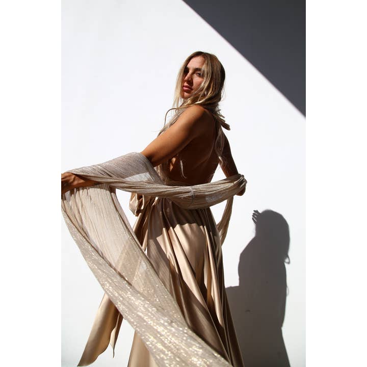 P3185 GOLD LUREX PLEATED STOLE for wholesale on Faire