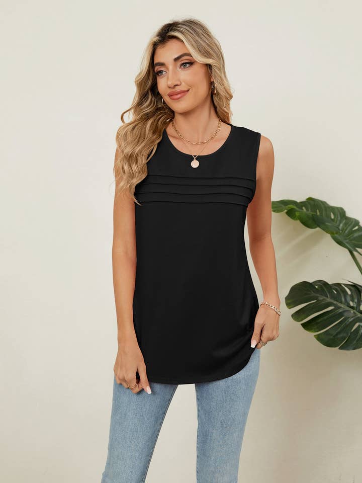 Lovesoft - Venta al por mayor Camiseta sin mangas - Mujer - Camiseta sin mangas de cuello redondo de ajuste holgado y color sólido