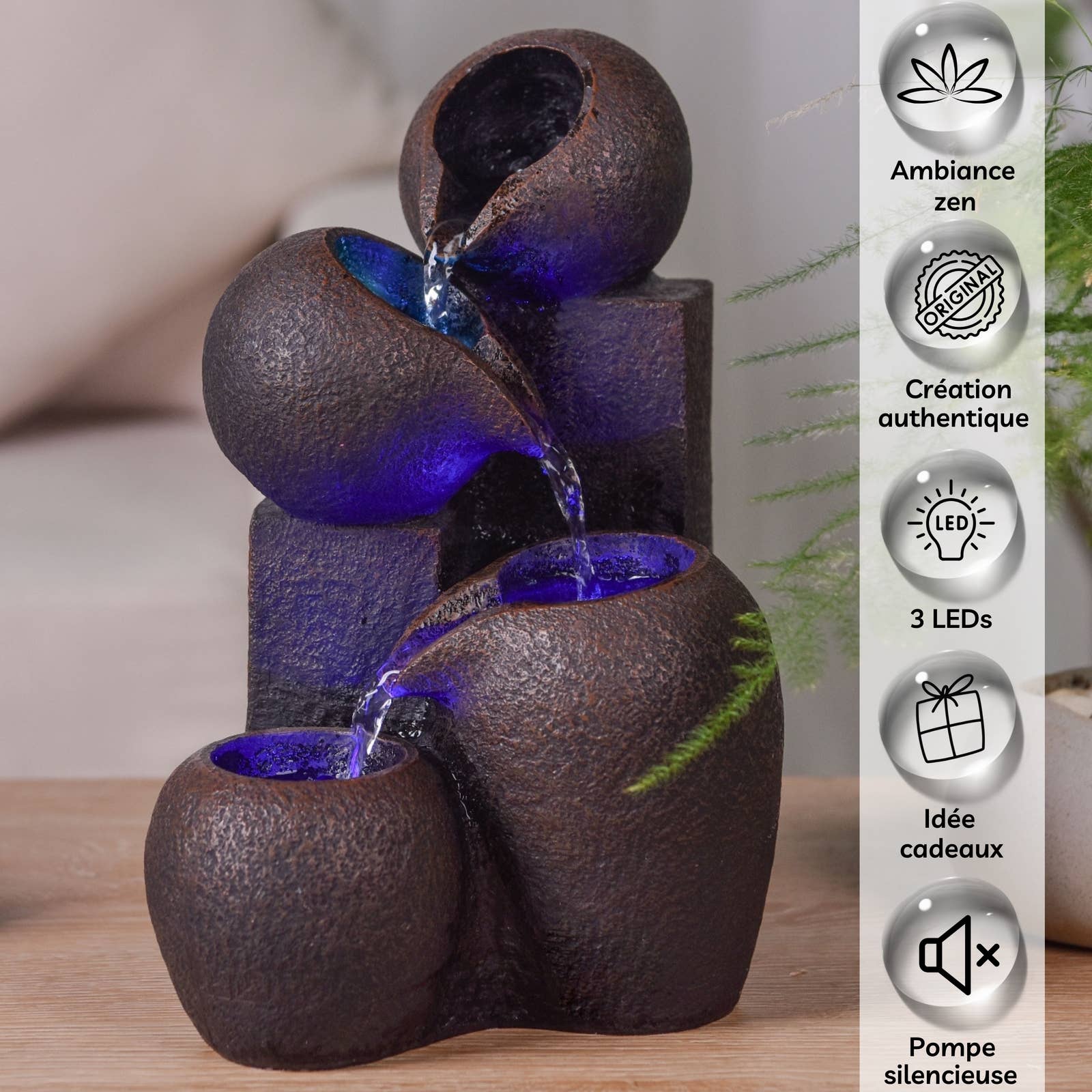 Zen'Arôme – wholesale Dekorativt bordsobjekt – Luba Zen inomhusfontän - Zen och avkopplande atmosfär2