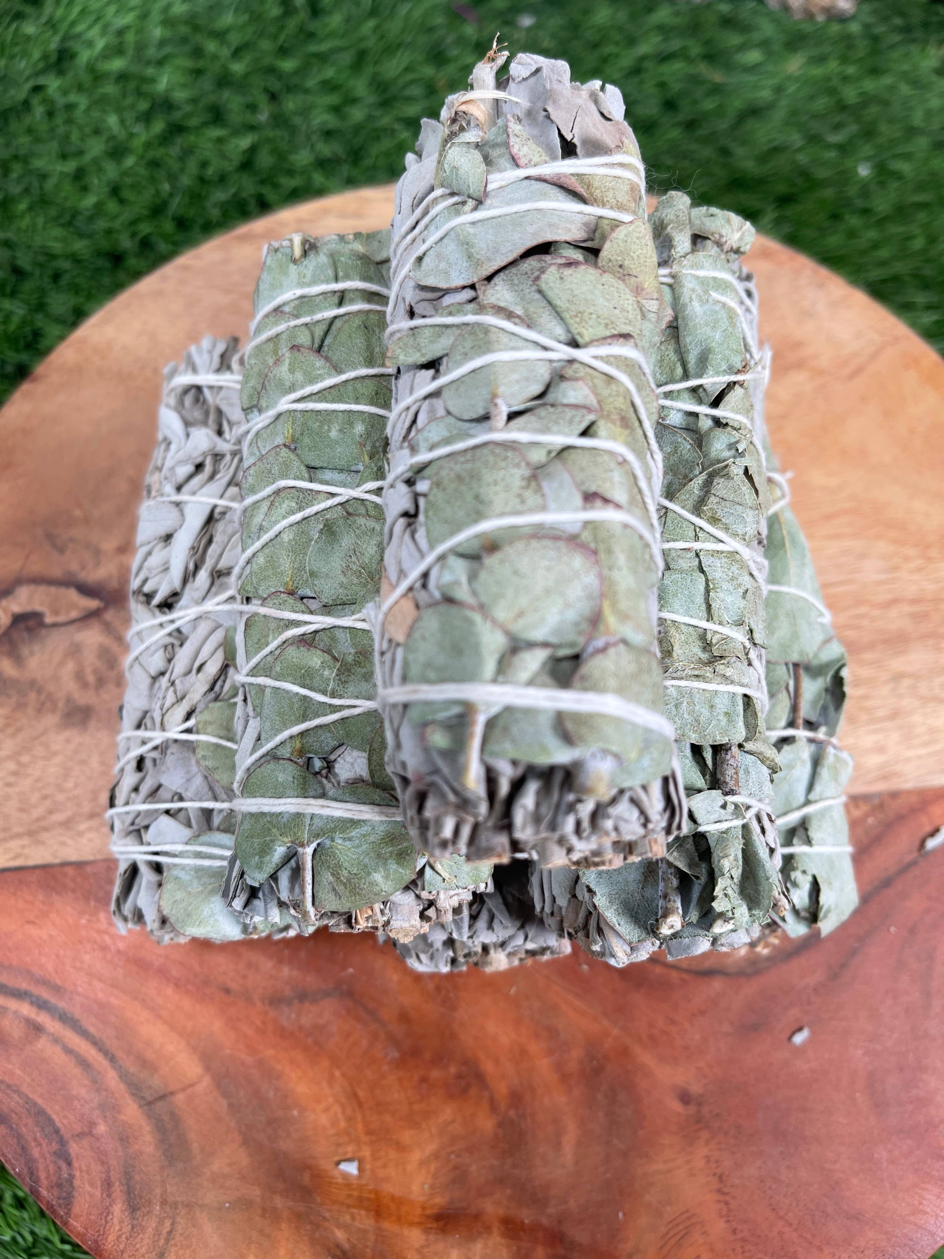 CaNatureLover - Wholesale Sage Bundle - White Sage with Eucalyptus, Hand Wrapped Thick bundles.4