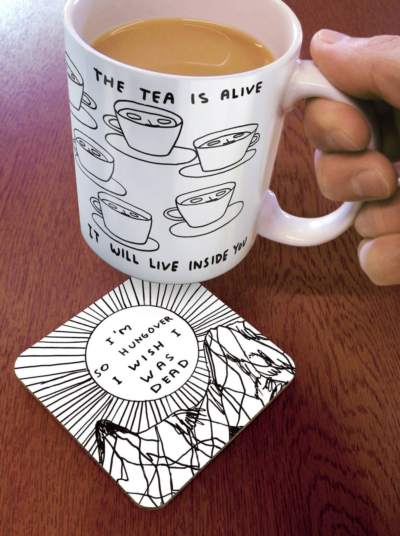 David Shrigley x Brainbox Candy - Wholesale Coasters - Funny Gift David Shrigley Coaster - I'm So Hungover1
