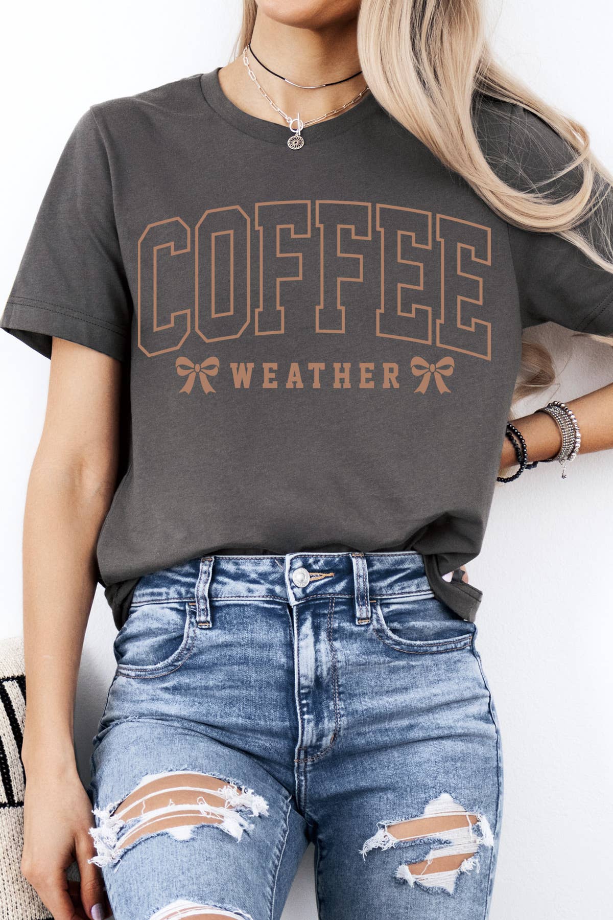 Amused by Blue - Wholesale Screen Printed T-Shirt - Women's - Women Coffee Graphic Print Short Sleeve Loose Top7