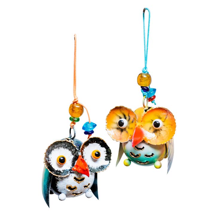 Painted Owl/Assorted/With Beads/Min.2 for wholesale by Moksha Imports