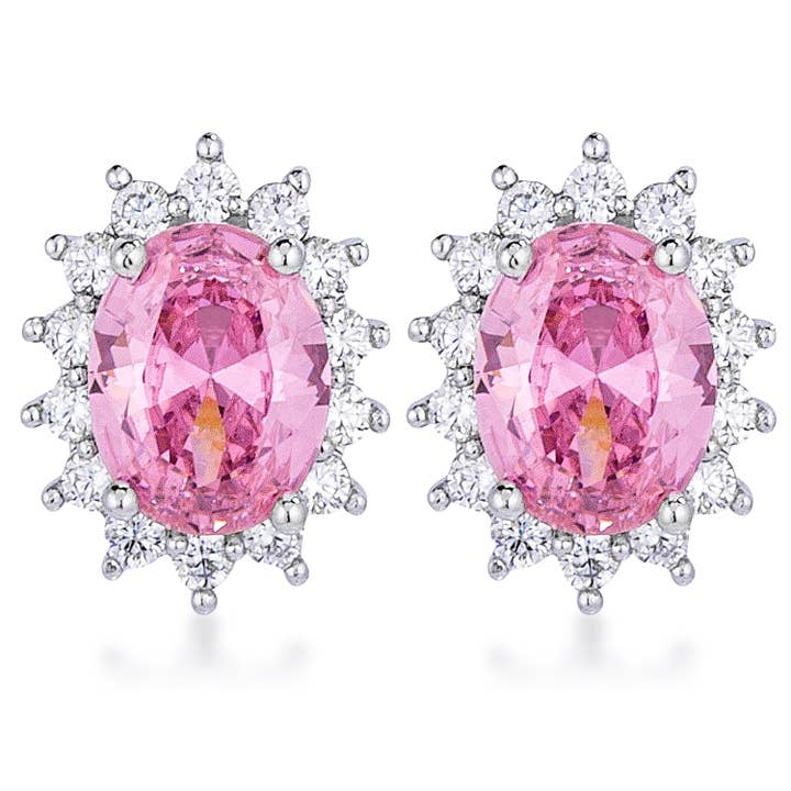 Petite Royal Oval Pink Stud Earrings for wholesale by JGoodin