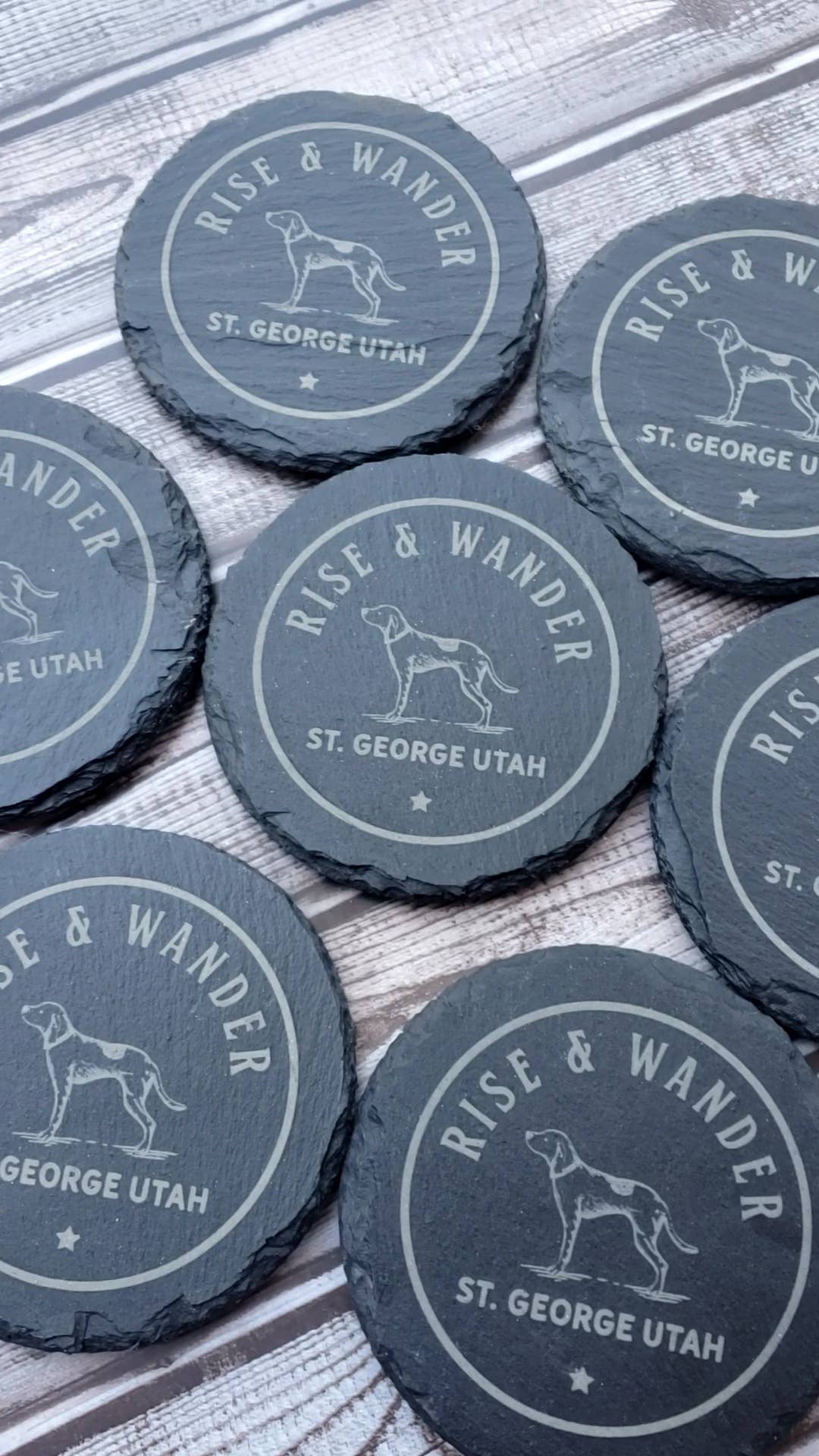 The Rural Home – wholesale Underlägg – Anpassningsbar 10 cm rund skifferunderlägg med egen design eller logotyp6