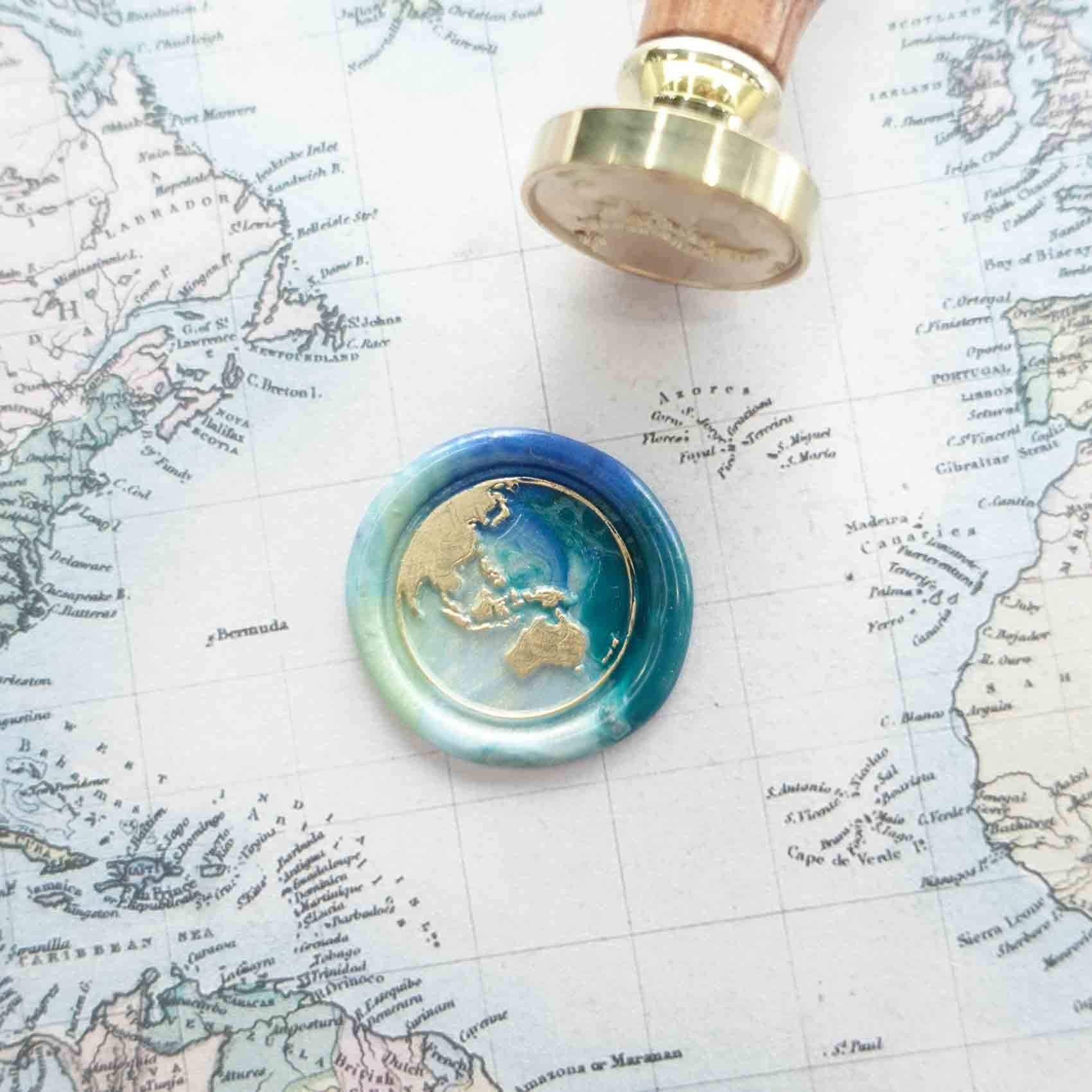 Fiona Ariva – wholesale Gummistämpel/dekorativ stämpel – Waxstämpel med jordglob, vaxstämpelkit eller stämpelhuvud0