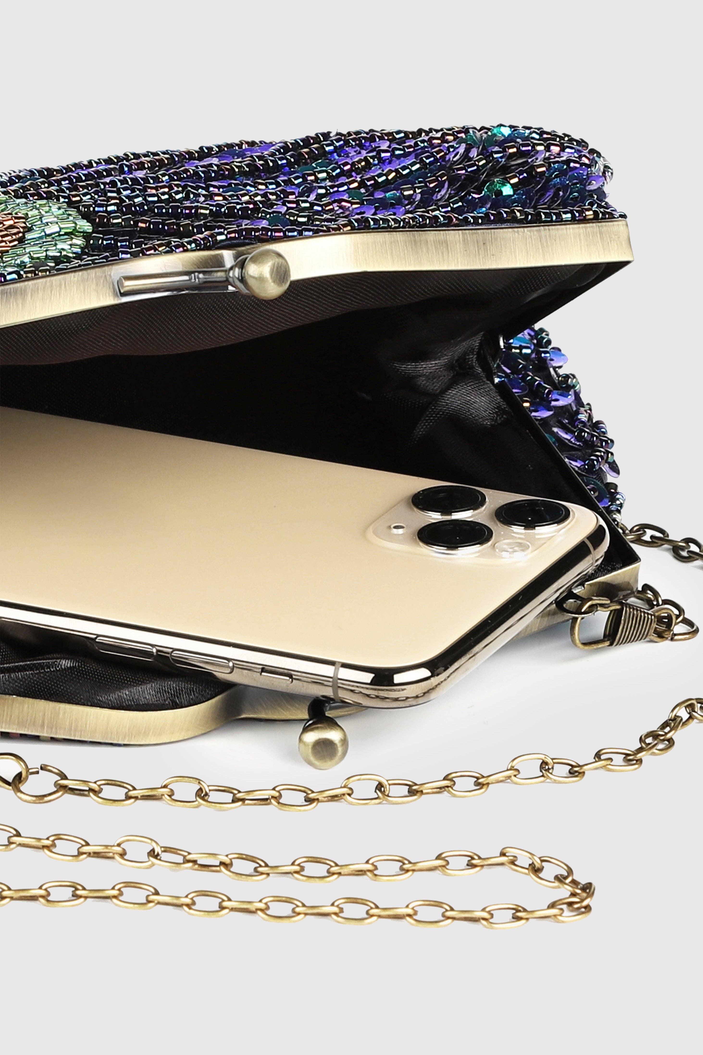 Verde Primavera Borsetta a Pochette con Perline Brillanti a Forma di Pavone in vendita all'ingrosso su Faire1